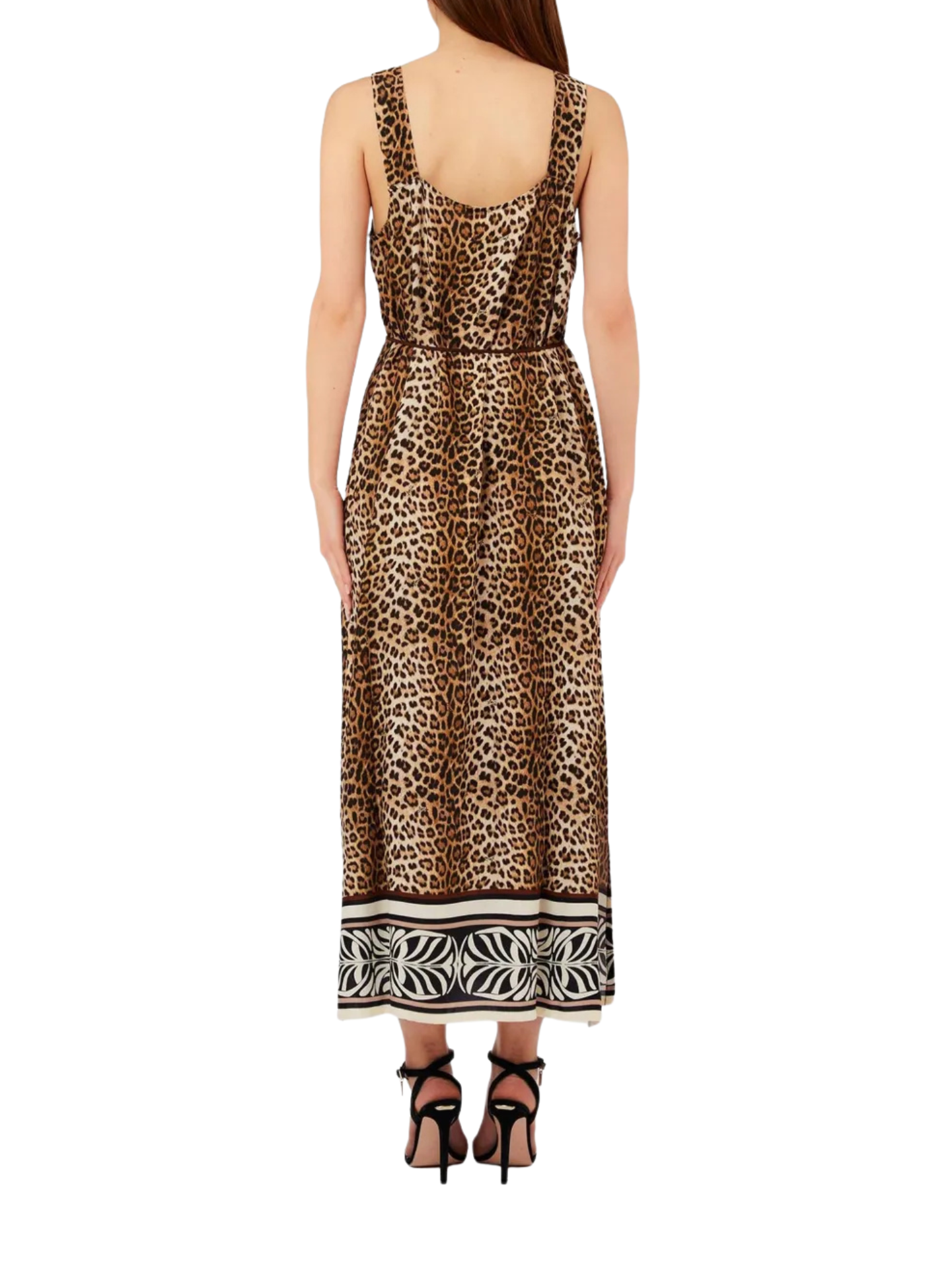 Abito con stampa animalier e nappine