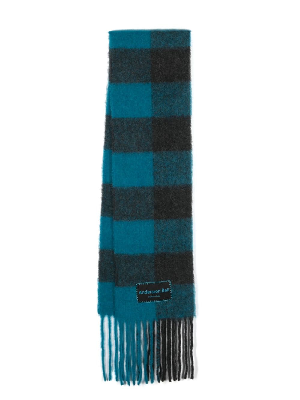 Checked scarf with fringes