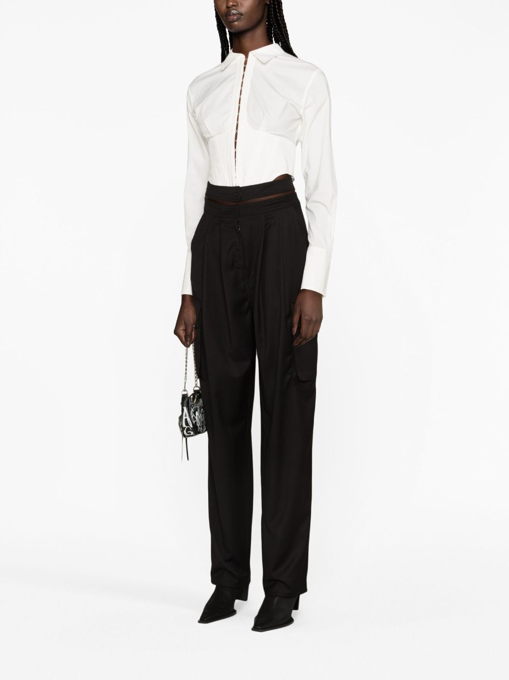 Mid-rise flared trousers