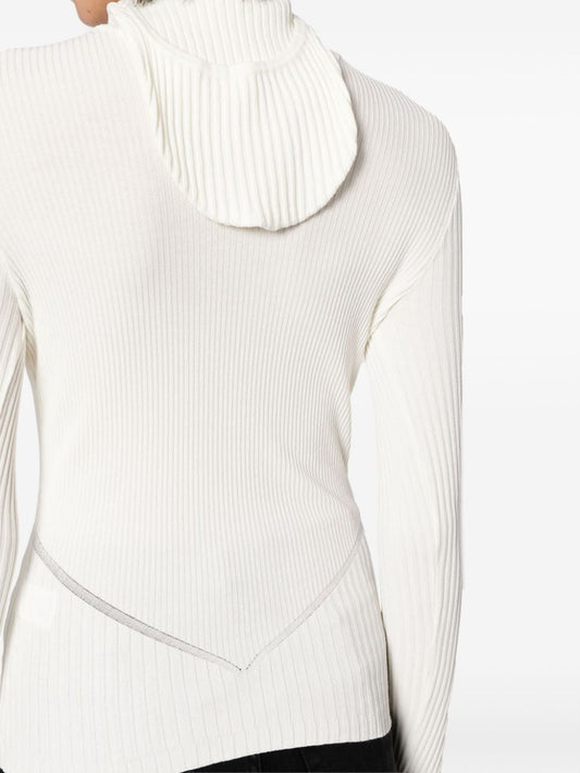 ribbed-knit hoodie top