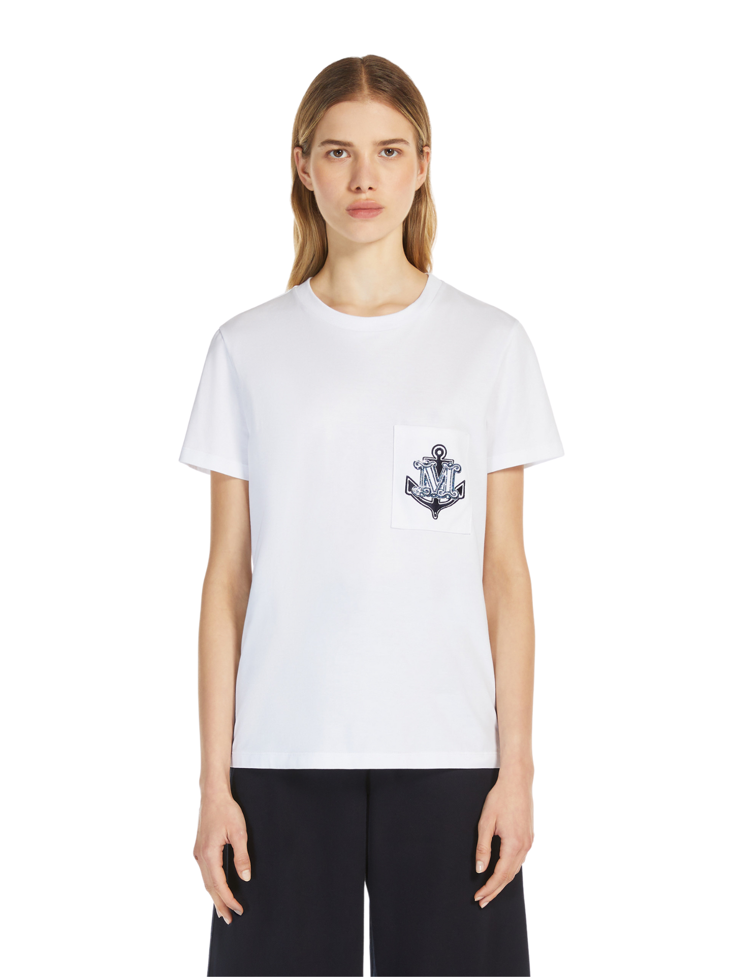 T-shirt in jersey con ricamo 2511941031600ACACIA007 MAX MARA