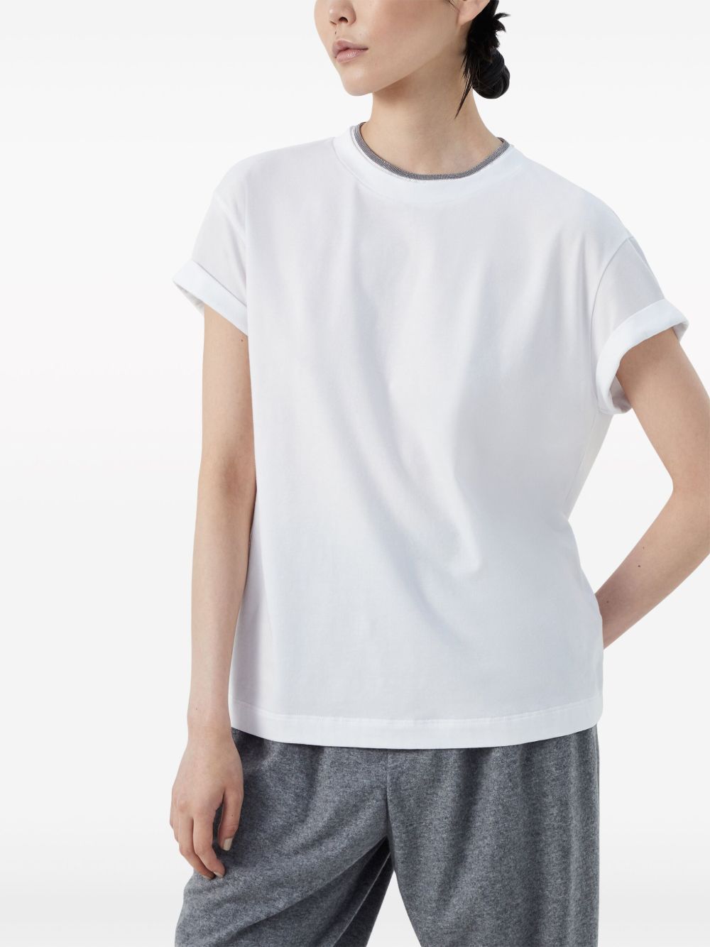 T-shirt con orlo a contrasto 
