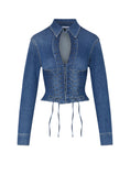 Carica l'immagine nel visualizzatore della galleria, Camicia in denim con stringhe 
