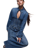 Carica l'immagine nel visualizzatore della galleria, Camicia in denim con stringhe 
