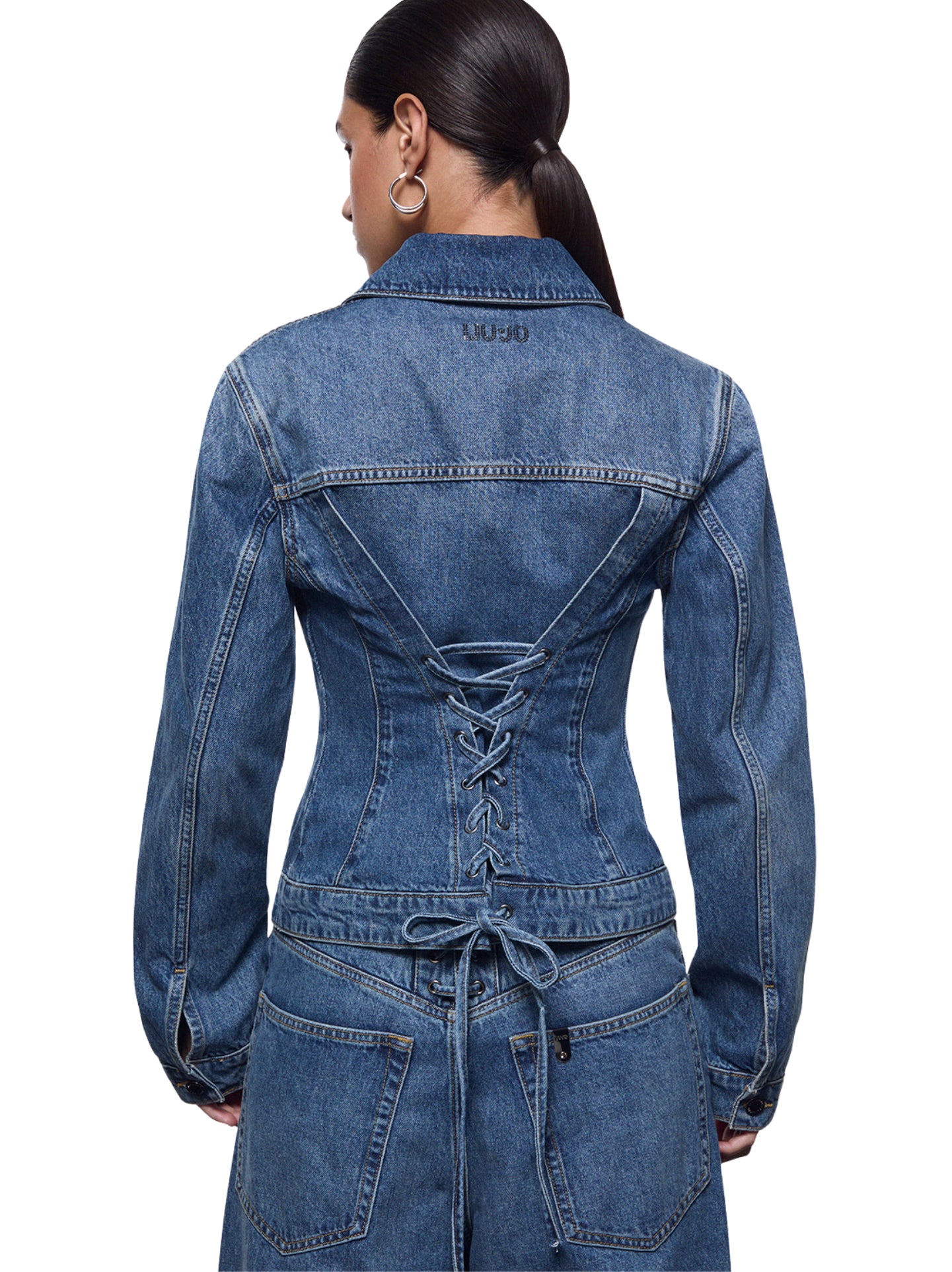 Giacca in denim con stringhe 
