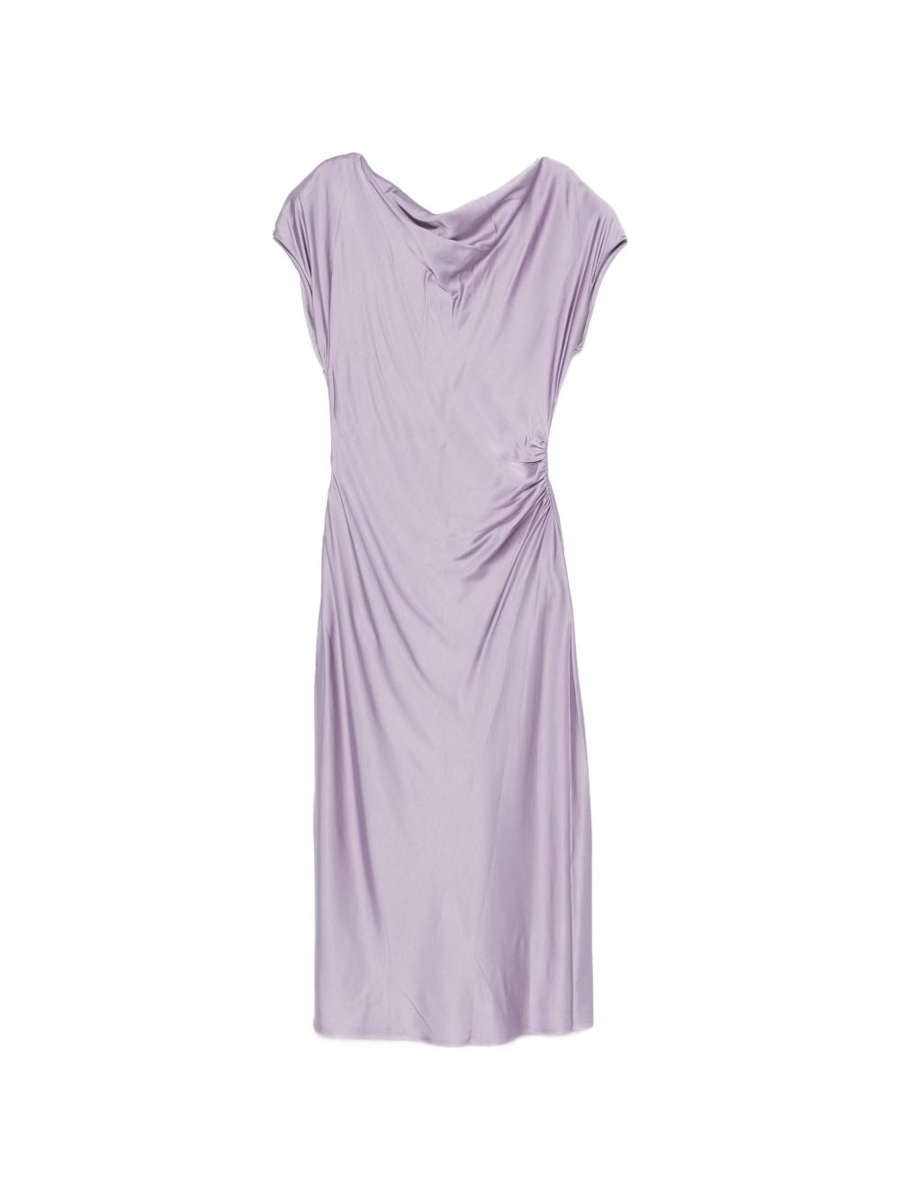 abito midi drappeggiato con scollo a cascata 
