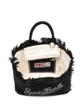 Carica l'immagine nel visualizzatore della galleria, Borsa tote sfrangiata impreziosita da strass, stile vanity 
