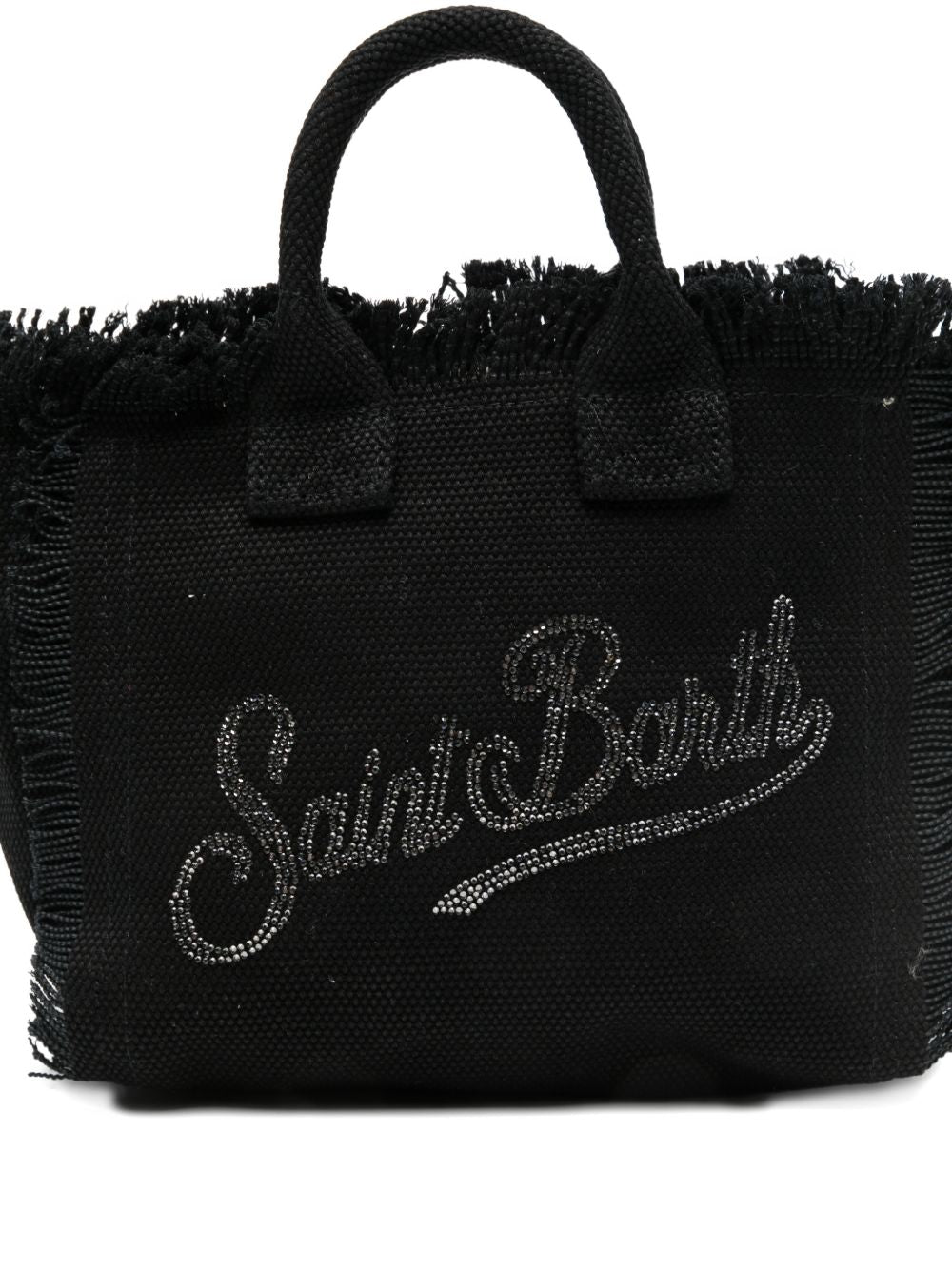 Borsa tote sfrangiata impreziosita da strass, stile vanity 