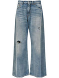 Carica l'immagine nel visualizzatore della galleria, Jeans a gamba ampia con effetto vissuto 
