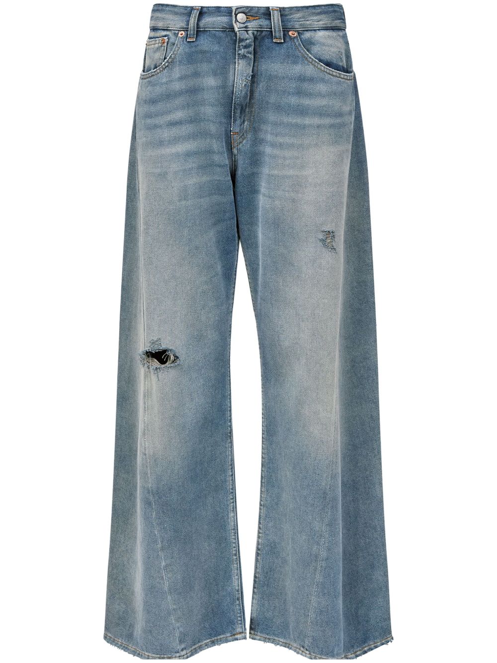 Jeans a gamba ampia con effetto vissuto 