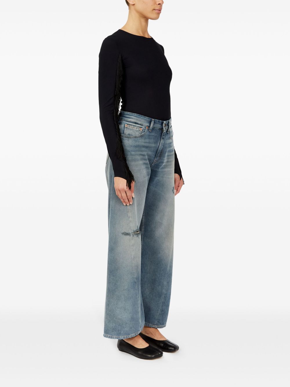 Jeans a gamba ampia con effetto vissuto 