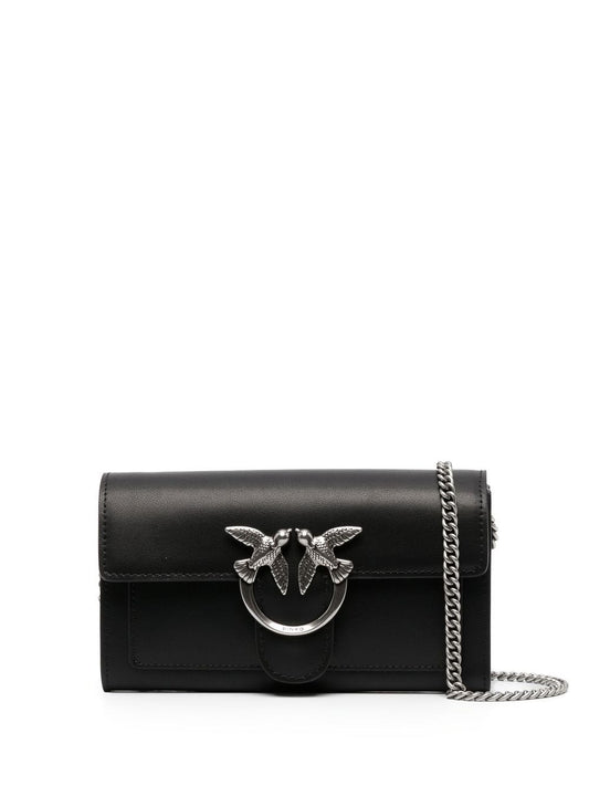 Borsa a tracolla con placca logo 
