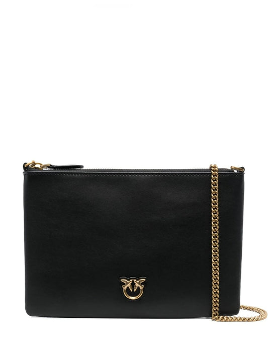 Borsa a tracolla con placca logo 