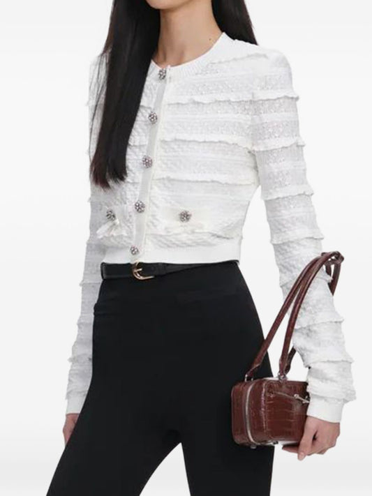Cardigan con lavorazione pointelle 