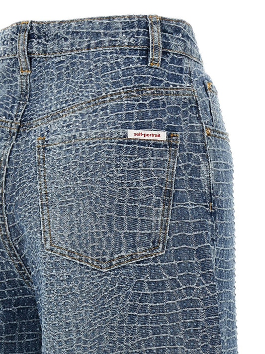 Jeans con effetto coccodrillo 