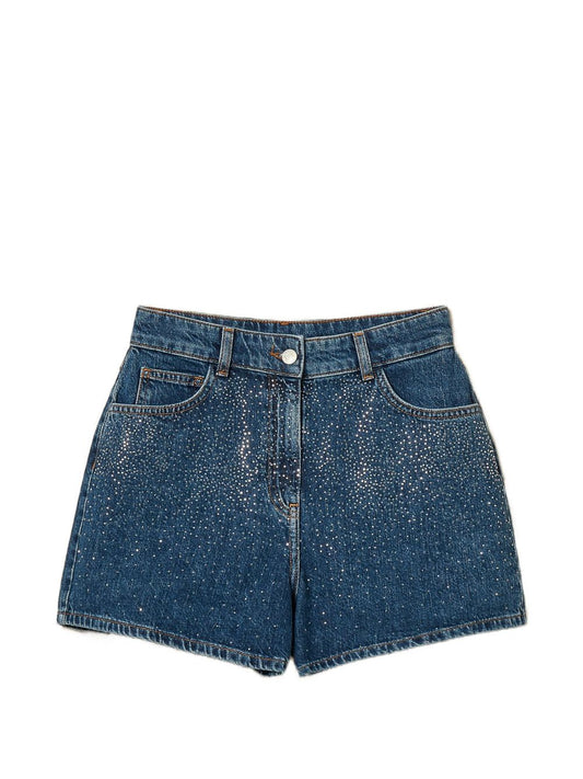Shorts denim con strass 
