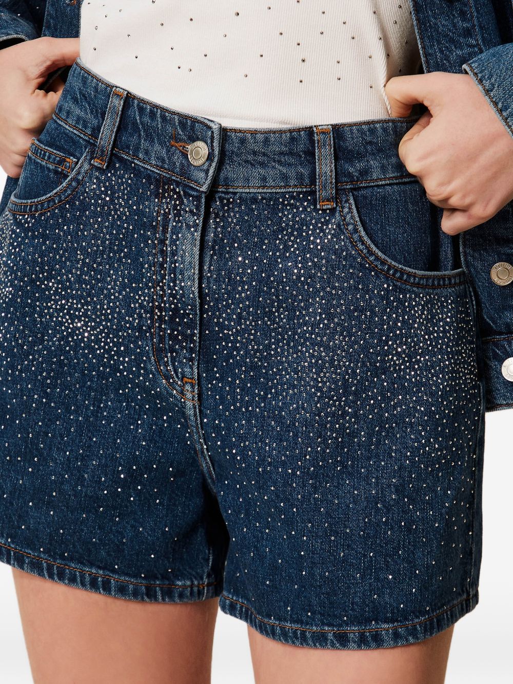 Shorts denim con strass 