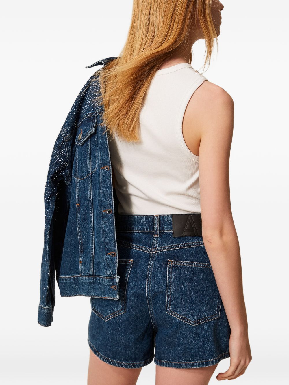 Shorts denim con strass 