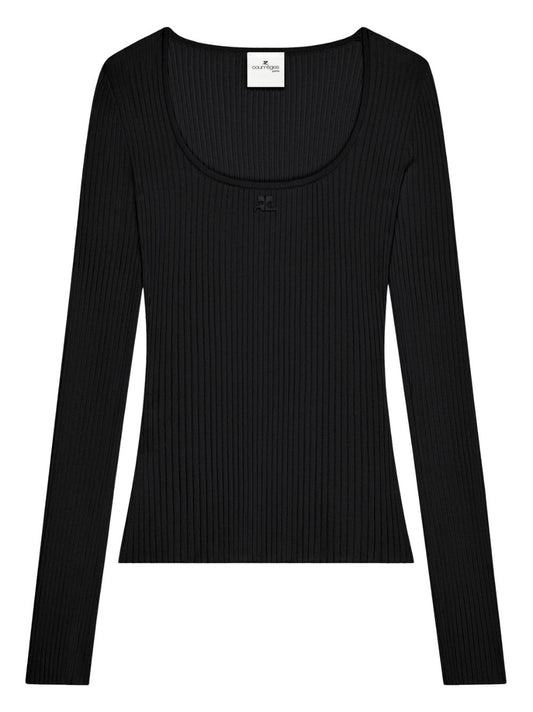 Maglione a coste 126MTO479FI00019999BLACK COURREGES