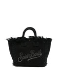 Carica l'immagine nel visualizzatore della galleria, Borsa tote sfrangiata impreziosita da strass, stile vanity 
