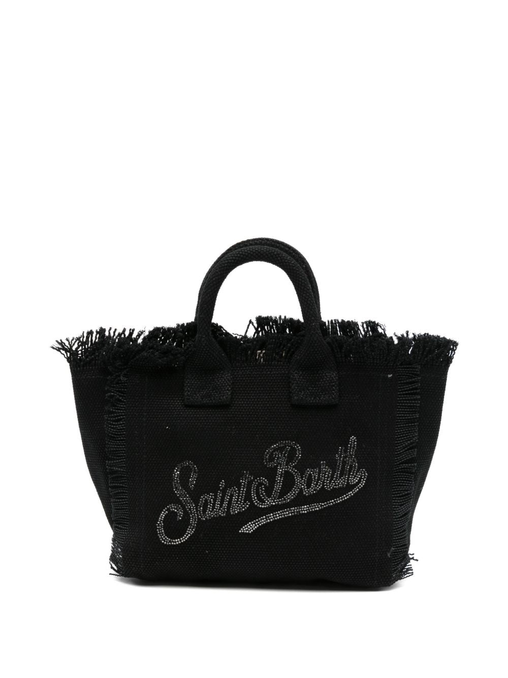 Borsa tote sfrangiata impreziosita da strass, stile vanity 