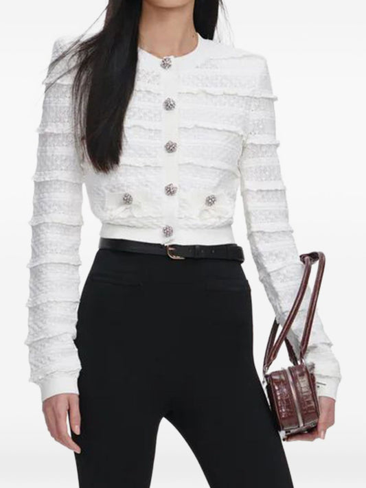 Cardigan con lavorazione pointelle 