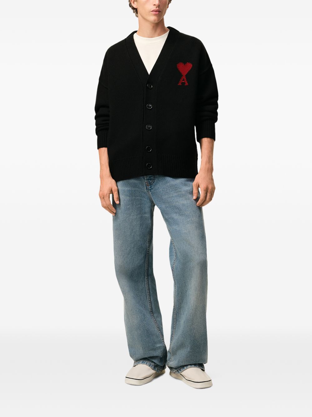 Cardigan Ami Paris Ami de Coeur Nero 