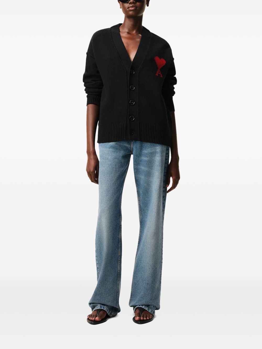 Cardigan Ami Paris Ami de Coeur Nero 