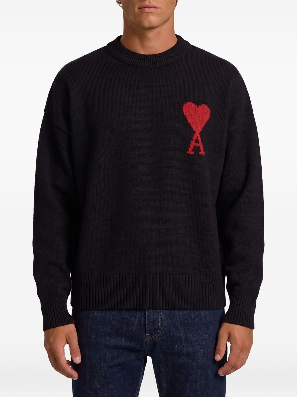 Maglione Intarsio Ami Paris Ami de Coeur Nero 