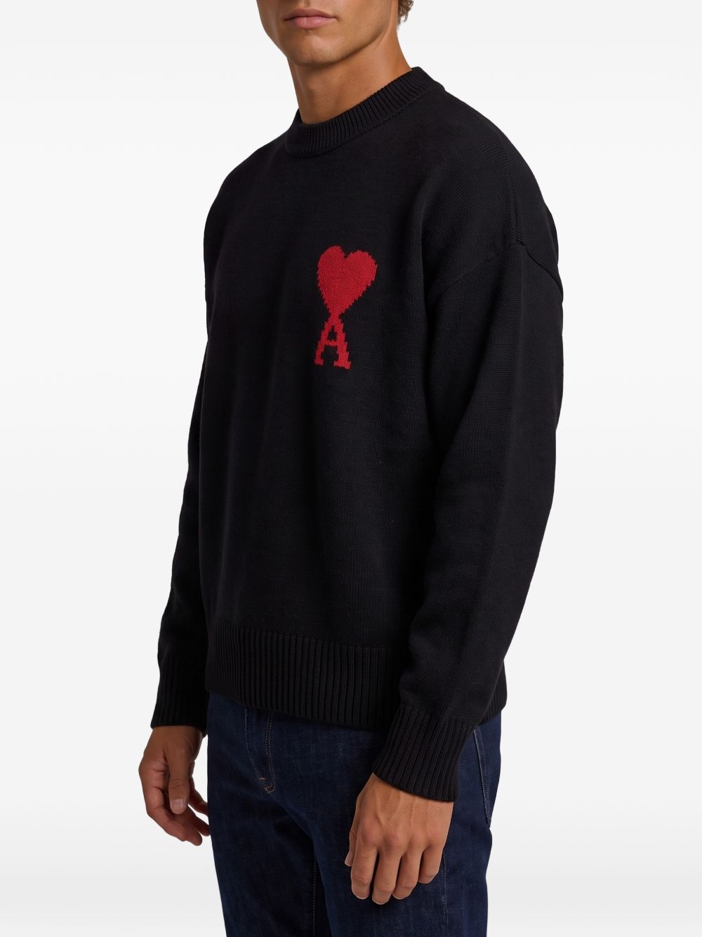 Maglione Intarsio Ami Paris Ami de Coeur Nero 