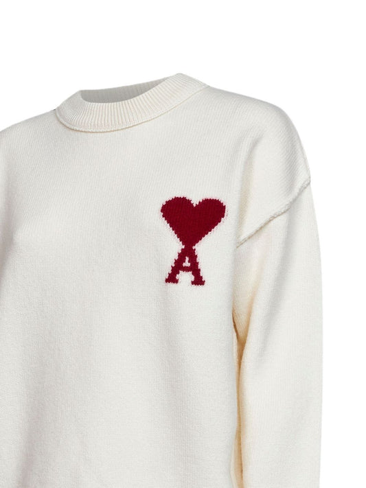 Maglione Intarsio Ami Paris Ami de Coeur Bianco 