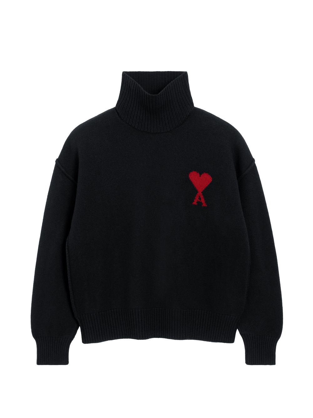 Maglione Collo a Imbuto Ami Paris Ami de Coeur Nero 