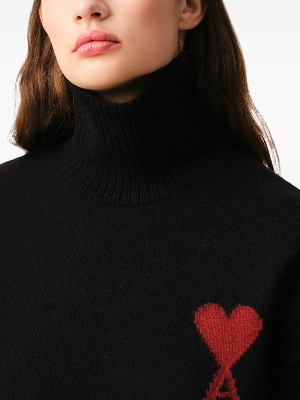 Maglione Collo a Imbuto Ami Paris Ami de Coeur Nero 