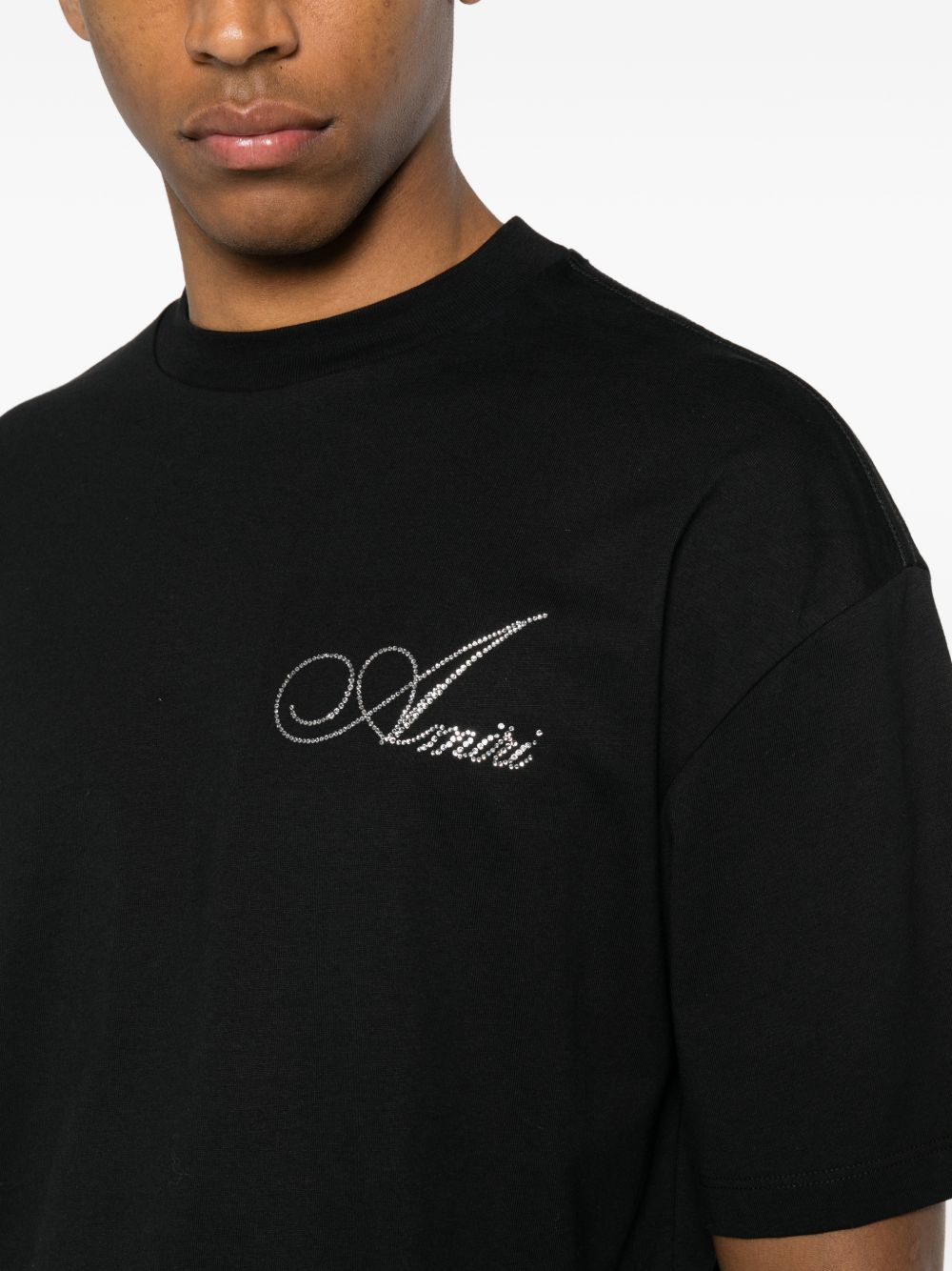 T-Shirt Uomo Amiri con Strass Nera 