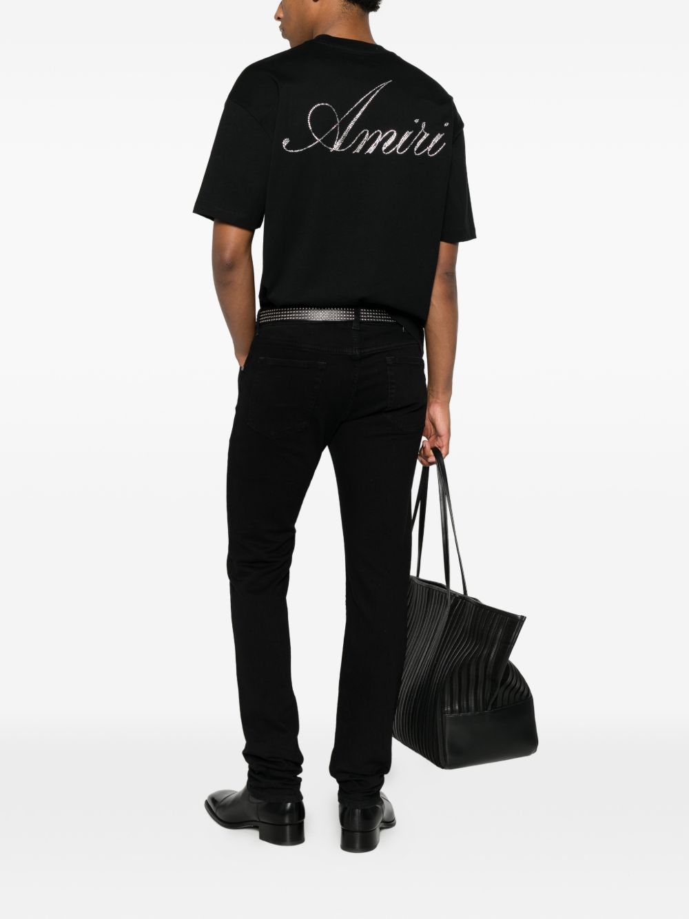 T-Shirt Uomo Amiri con Strass Nera 