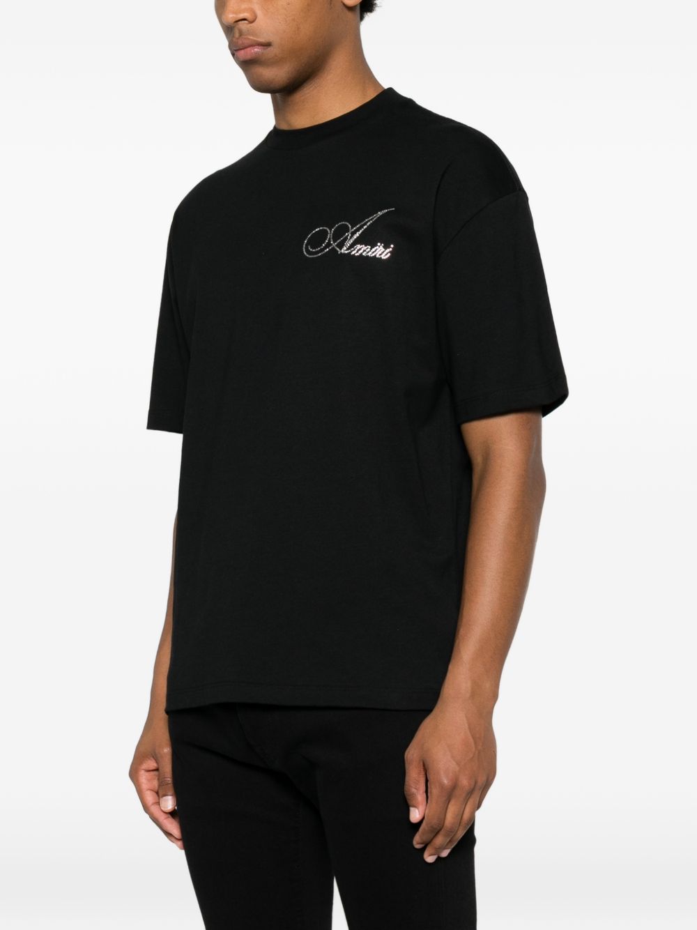 T-Shirt Uomo Amiri con Strass Nera 