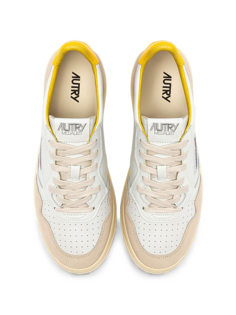 Sneakers basse Medalist in pelle bianca e camoscio lucido 