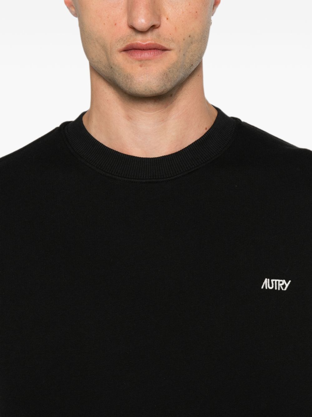 maglione di cotone con logo ricamato 