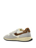 Carica l'immagine nel visualizzatore della galleria, Sneakers basse Reelwind in nylon e camoscio, colore bianco e leopardato 
