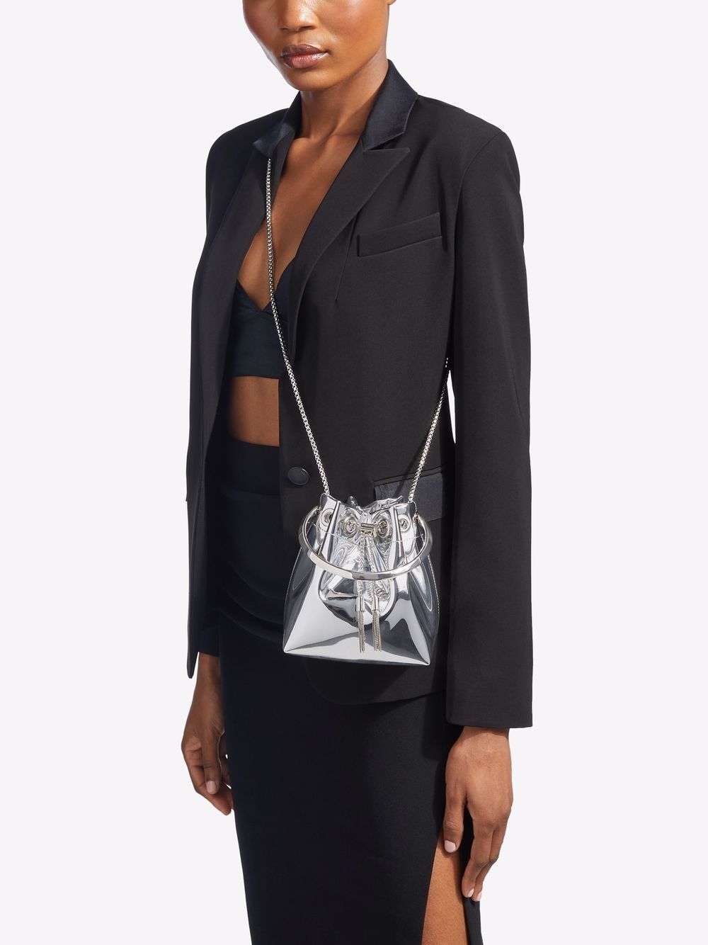 Borsa a secchiello Bon Bon mini con effetto metallizzato 