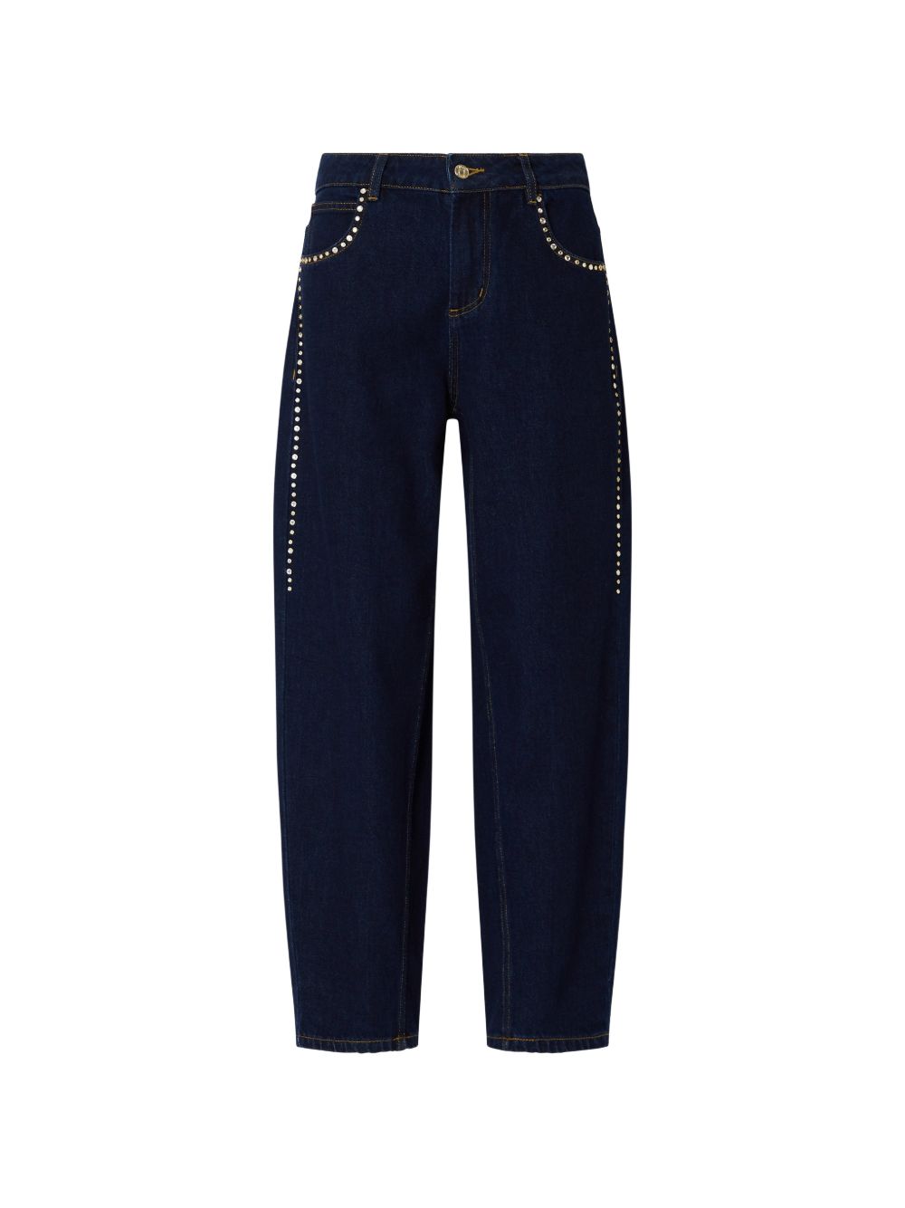 Jeans a vita alta con strass 