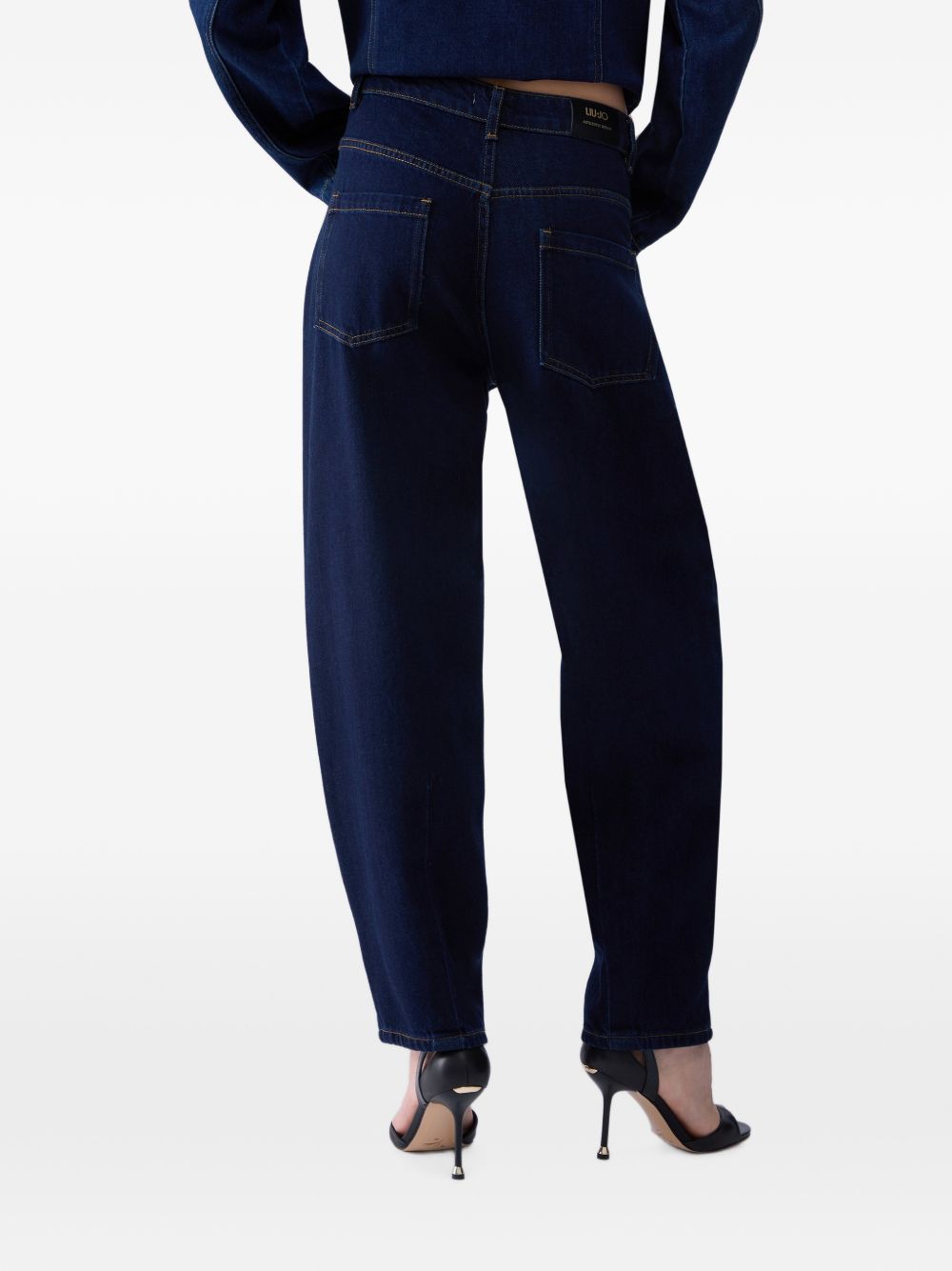 Jeans a vita alta con strass 