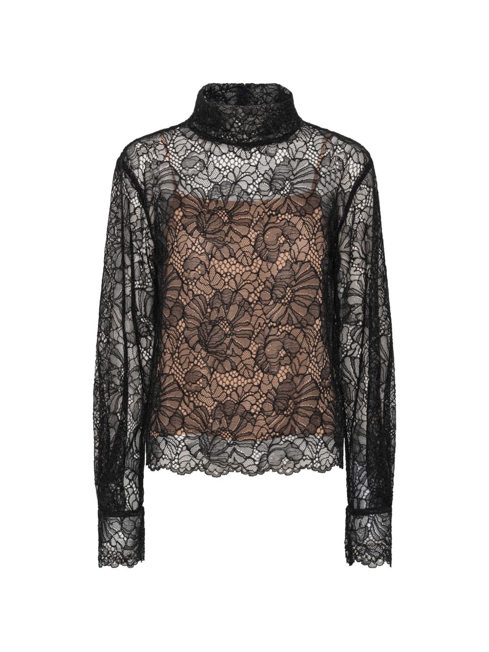 Blusa a maniche lunghe con pizzo 