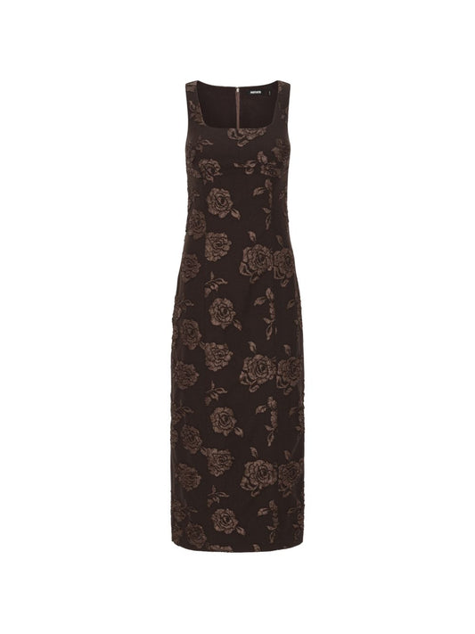 Abito midi smanicato con motivo jacquard 