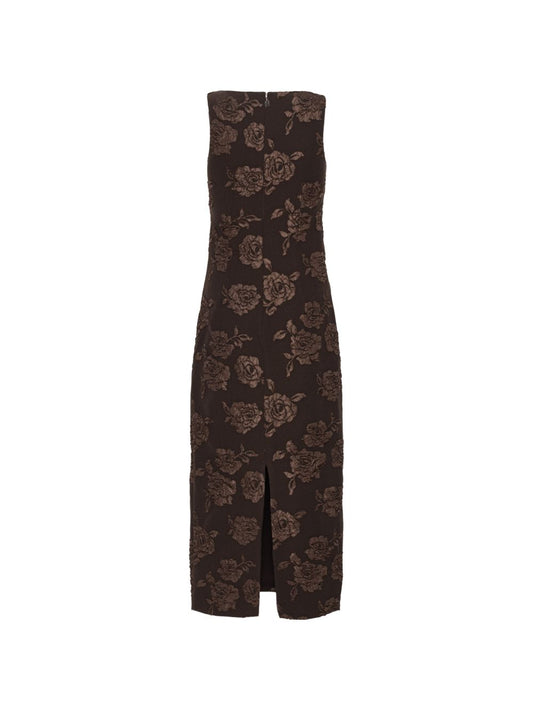 Abito midi smanicato con motivo jacquard 