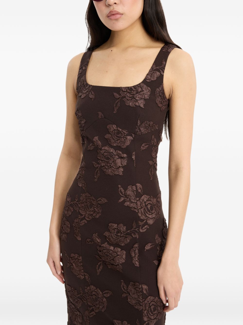 Abito midi smanicato con motivo jacquard 