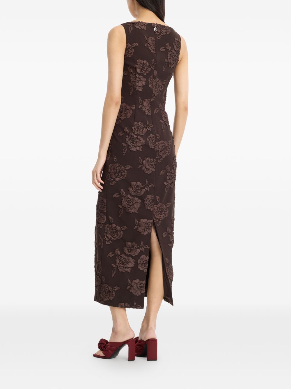 Abito midi smanicato con motivo jacquard 
