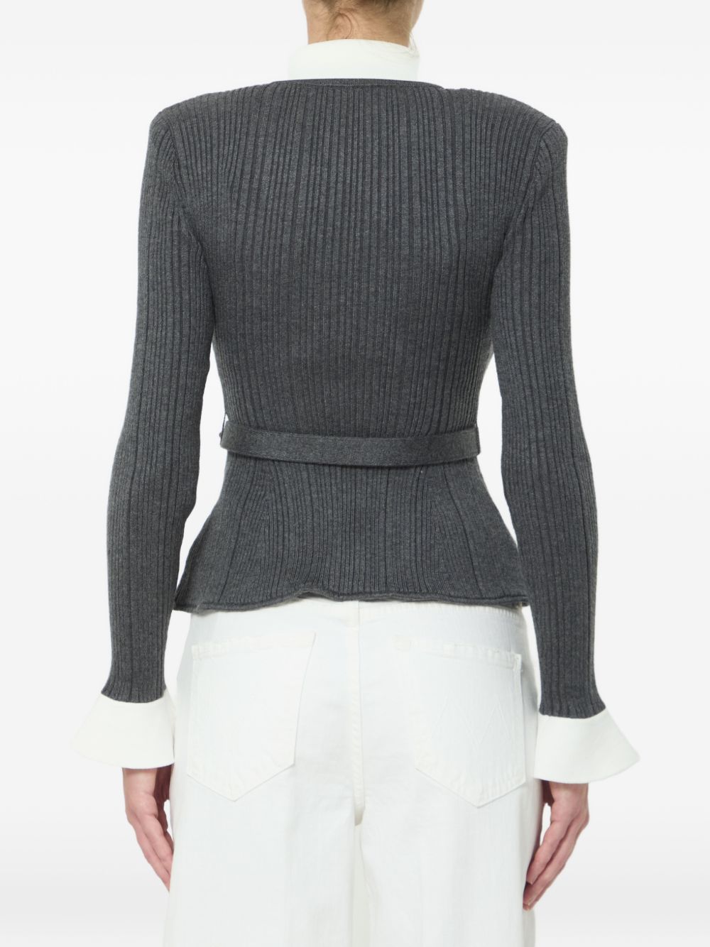 Cardigan a coste con cintura 