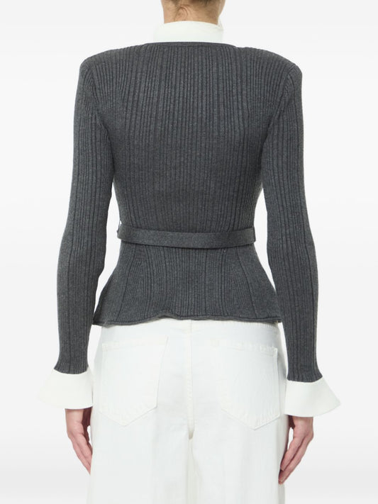 Cardigan a coste con cintura 