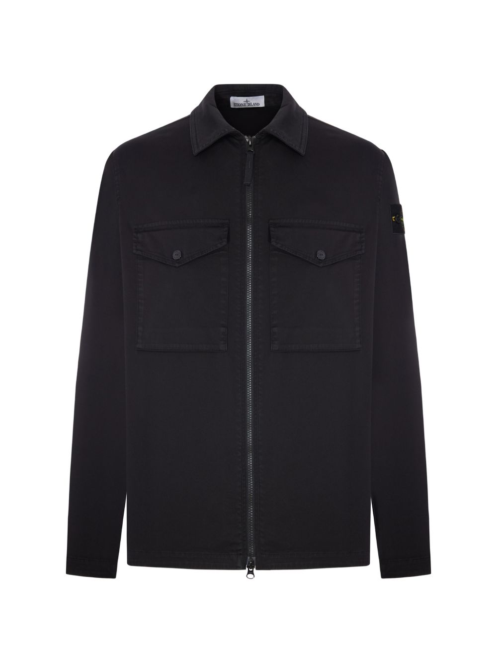 camicia con tasche a patta e chiusura a zip 